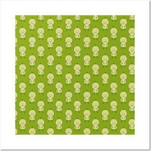 Cute Chick Green Pattern Posters and Art